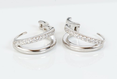 Sterling SIlver/CZ Plain Loop Earring